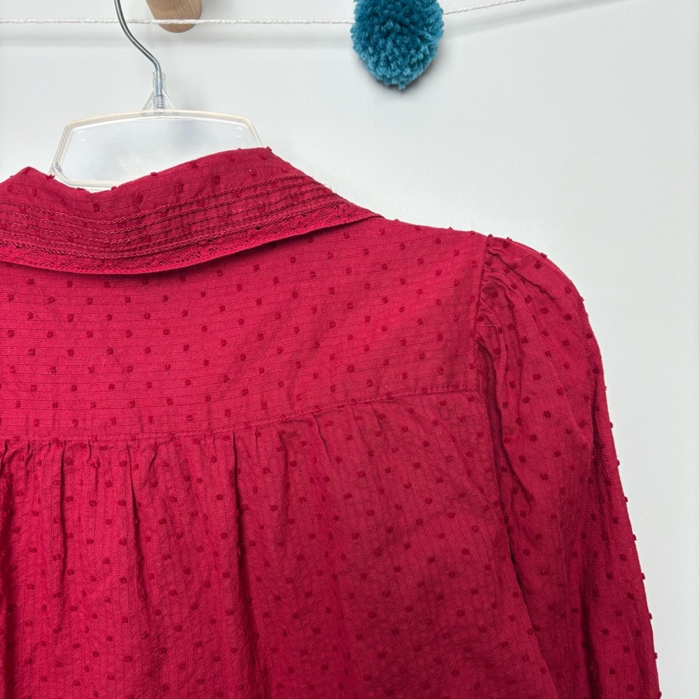 Sundance Red Button Up Collared Pintuck Shirt - image 6